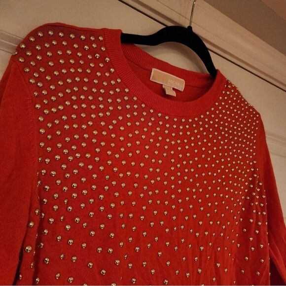 Michael Kors coral colored studded sweater M - Picture 2 of 5